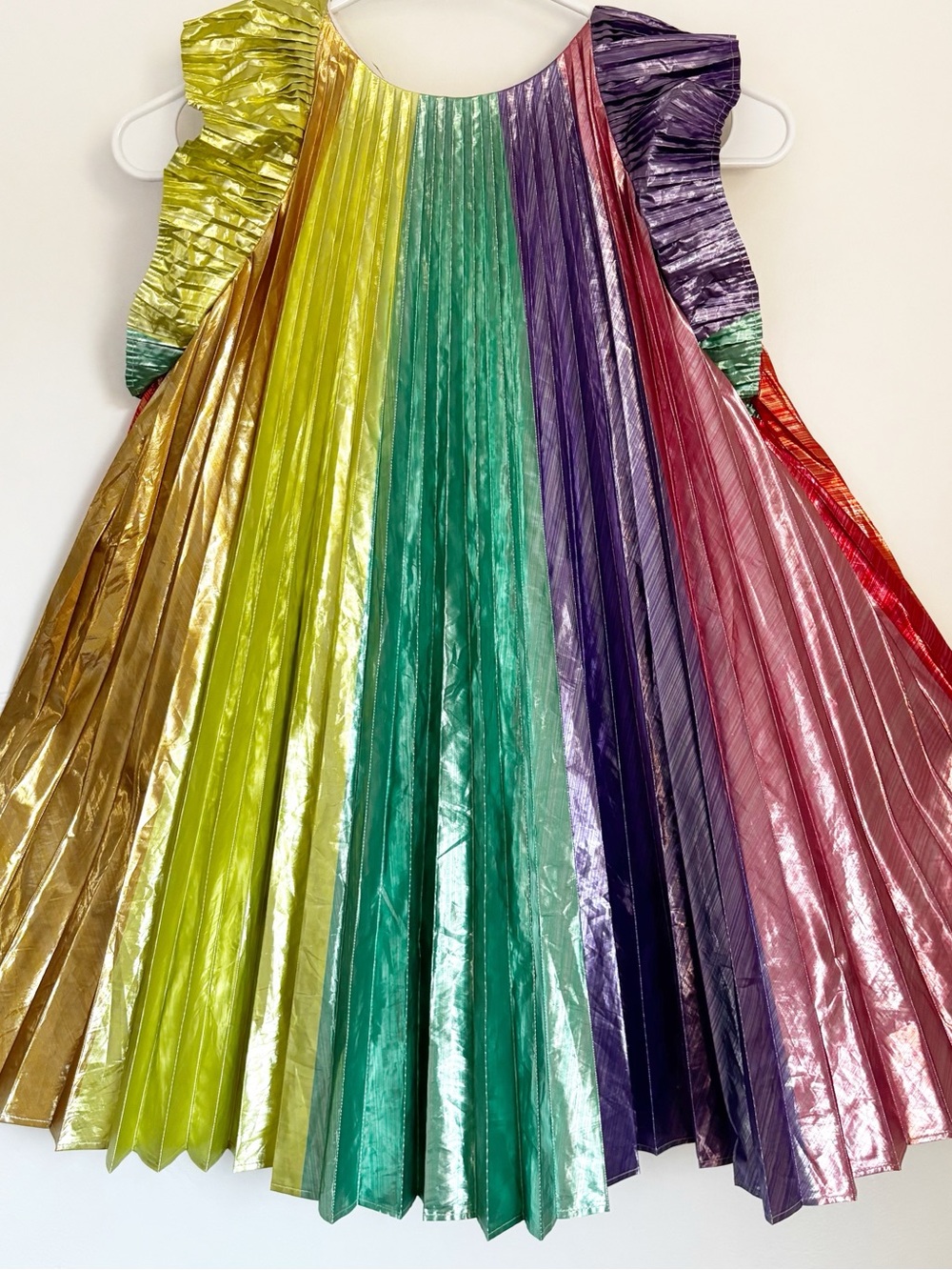 Stella McCartney Rainbow Simmer Pleated Twirl Taffera Dress
